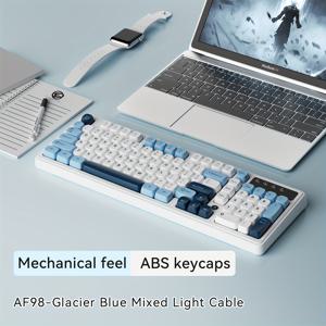 TEMU AJAZZ AF98 컴팩트 와이드 키보드, 98키, 텔레스코픽, USB, 인간공학적, ABS 키캡, 혼합 조명 효과, 프로그래밍 가능, 사무실 및 게임용, 배터리 없음|키캡|키캡
