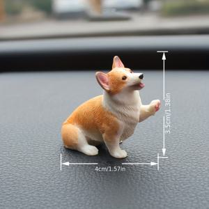 TEMU 1pc/3pcs 미니 코르기 레진 조각품, 클래식 스타일, 전기 없음, 다양한 방 유형, 새해, 데이 및 범용 선물에 이상적, 귀여운 창의적인 자동차 대시보드 강아지 장식품