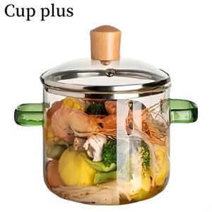TEMU 50oz/1.5L 녹색 내열 손잡이 유리 양손잡이 스톡팟, 투명 스튜 냄비 - 창의적인 주방용품