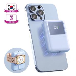 TEMU 멀티단자 고속충전 대용량 15W 맥세이프 무선충전 PD22.5W QC3.0 3in1 일체형 미니 휴대용 보조배터리 10000mAh
