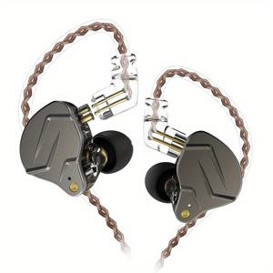 TEMU KZ ZSN Pro IEM 다이내믹 듀얼 드라이버 이어폰 - 탈착식 안티탱글 케이블, 터치 컨트롤, 3.5mm 잭, 음악가 및 DJ용 세미 오픈백 디자인, 블랙, 뮤지션 헤드폰, 슬림형 헤드폰 디자인, 내구성 플라스틱 헤드폰