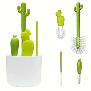 TEMU 4pcs 카투스 병 브러시 세트 - 병 브러시, 젖꼭지 브러시, 디테일 브러시, 그리고 스트로 브러시를 포함하고, 건조대 사용에 편리합니다.