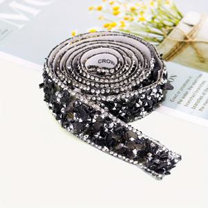 TEMU 1pc 1 야드/롤 2CM/0.78in 폭 셀프 접착식 컬러풀 크리스탈 파쇄 돌 물 드릴 비즈 미터 핫 드릴 백 접착제 네트 드릴 의류 신발과 가방 드릴 스트립 컬러풀 수제 보석 핫 드릴 허리 벨트 스티커 드릴 의류 액세서리 DIY 물 드릴 체인 반짝이는 스트립 라인스톤 장식