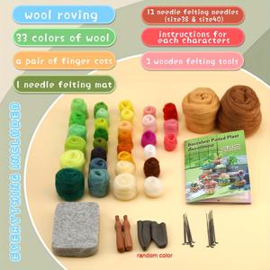 TEMU 9pcs 즙이 많은 포팅 니들 펠팅 초보자 키트, 양모 로빙, 펠팅 패드, 펠팅 바늘 및 DIY 펠팅 스타터 지침을 포함한 양모 펠팅 키트