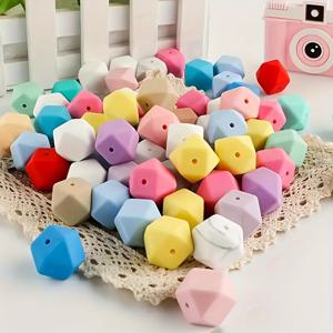 TEMU 실리콘 비즈 혼합 색상 30개 팩, 육각형 및 팔각형 모양, DIY 쥬얼리, 팔찌, 목걸이, 키체인, 공예 및 장식 공예 용품