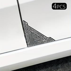 TEMU 라인스톤 도어 코너 보호 스티커 4개 세트, 차량용 문코너 프로텍터, 긁힘 방지 커버, 외부 범퍼, 자동차 보호