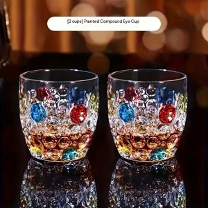TEMU 2/4/6개, 화려하고 스타일리시한 유리컵, 에나멜 물컵, 음료 컵, 손으로 그린 두꺼운 유리 컵, 가족 모임, 바, 레스토랑 및 기타 행사에 적합합니다.|텀블러