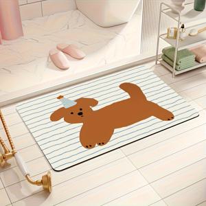 TEMU 1pc 퀵 드라이 욕실 매트 - 미끄럼 방지, 흡수성 규조토 흙 바닥 매트, 기하학적 디자인, 폴리에스터 블렌드, 기계 세척 가능, 샤워 및 출입구, 거실, 주방, 침실, 농가 스타일, 욕실 매트에 이상적