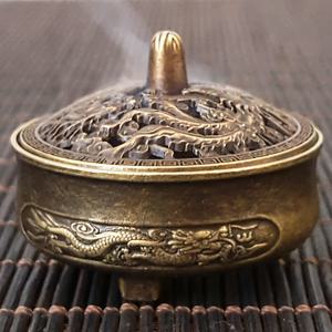 TEMU 1개 미니 용과 봉황 복을 상징하는 풍경 향로 - 아연 합금 풍수 장식품, 명상용, 요가, 홈 데코, 새해 선물, 테이블탑 소품
