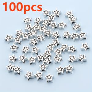 TEMU 200개/100개 별 모양 스페이서 비즈 빈티지 홀 펀칭 비즈 직선 구멍 루스 비즈 DIY 목걸이, 팔찌 키체인 만들기 액세서리, 머리 땋는 공예 주얼리 제작 용품