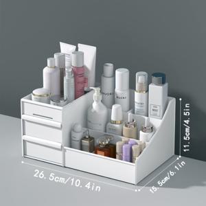 TEMU 1pc 화이트 플라스틱 메이크업 오르가나이저 - 립스틱, 브러시, 로션, 아이섀도우, 네일 폴리시 및 보석을 위한 이상적인 스토리지 - 완벽한 크리스마스 선물, 화장품 보관 정리