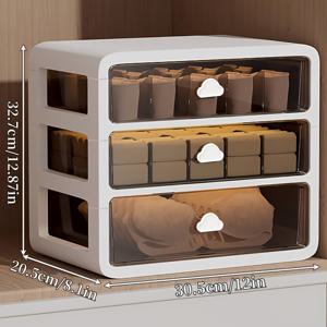 TEMU 2/3/4단 다용도 수납 박스 서랍 포함, 양말 정리함 속옷 서랍 정리대, 플라스틱 옷장 정리 및 보관 캐비닛, 데스크탑 메이크업 보관함 (, 팬티, 양말, 벨트, 넥타이 보관용)|화장품정리함