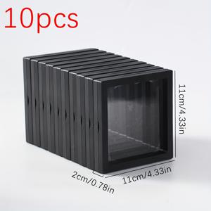TEMU 10pcs 우아한 블랙 플라스틱 보석 디스플레이 박스, 신축성 있는 필름 포함 - 목걸이, 팔찌, 반지, 귀걸이 및 핀에 이상적 - 선물 제시 및 정리된 보관에 이상적, 보석 디스플레이 박스|슬기로운 디스플레이 박스|안전한 폐쇄 박스, 보석 박스|링귀걸이