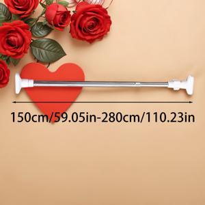 TEMU 1개 스테인리스 스틸 텔레스코픽 샤워 커튼 막대, 흰색 플라스틱 엔드 캡 포함 - 드릴링 필요 없음, 욕실/옷장/수납용 조절 가능한 길이, 세련된 메탈 마감, 내구성 있는 금속 구조|샤워커튼