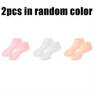 TEMU 2/4/8pcs 여성용 알로에 베라 실리콘 양말 - 스파 발 마사지, 건조한 갈라진 발가락 및 거친 라이트 베이지, 통기성이 좋은 오픈 토 디자인, 가정 및 여행용, 스파 발 신발, 양말 디자인, 보습 젤 양말