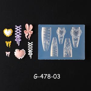 TEMU 저자극성 실리콘 네일 아트 몰드 - 달콤한 리본 보우 & 레이스 타이 스텐실, 하트, 별, 플로럴 디자인 (아크릴/젤 폴리쉬용) - 여성용 매니큐어 & 페디큐어 도구, 네일 액세서리, 살롱 전문가용
