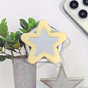 TEMU 1pc 자석식 접이식 회전형 휴대폰 홀더, 창의적인 다섯점 별 거울 - ABS 소재, 휴대용 메이크업 거울 및 스마트폰용 사무실 책상 지원, 세련된 휴대폰 액세서리, 현대적인 액세서리, 내구성 있는 휴대폰 그립|그립톡