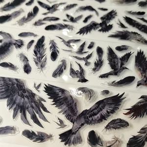 TEMU 100cm (33ft) 고딕 까마귀 스티커 - 자르지 않아도 붙이는 다크 고딕 비둘기, 스캡북용 접착식 비닐 데칼, 할로윈 장식 - 저널, 폰, DIY 공예에 완벽한 고딕, 판타지, 호러 테마, 고스 액세서리, 정교한 디테일, 광택 마감, 할로윈 데코레이터, 내구성 있는 재료, 공예 애호가를 위한 스크랩북 소품