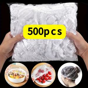 TEMU 500/300/100개 일회용 투명 식품 보관 포장지 - 신선도 유지, 냉장고 보관, 잔반, 피크닉 & 바베큐용 다목적 플라스틱 클링 커버 - 사용 편리한 주방 액세서리, 위생 소재, 홈쿡 필수품