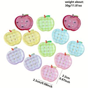TEMU 12개 세트 6색 귀여운 사과 버튼, 아크릴 액세서리 DIY 폰 케이스 장식, 구멍 신발 스티커 및 헤어 클립