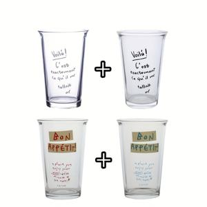 TEMU 4/8pcs 프랑스어 알파벳 프린트 유리 컵 아이스 아메리카노 커피 컵 투명한 인스 스타일 홈 드링킹 컵 텀블러|텀블러|커피