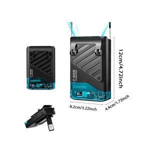 TEMU 야외 활동 애호가를 위한 가방 - 휴대용 허리 클립, 조절 가능한 5단계 속도, USB 충전식, 하이킹 및 캠핑에 적합한 스타일리시 디자인의 휴대용 팬|캠핑선풍기