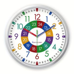 TEMU 8인치 창의적인 학생용 시계, 화이트 배경 실버 프레임 디지털 무소음 쿼츠 시계, 방/학교 교육용 벽걸이 장식, 크리스마스 이스터 졸업 시즌 선물 (배터리 미포함)