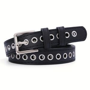 TEMU 여성을 위한 새로운 스타일의 금속 아이렐 벨트, 펀치가 필요하지 않으며, 한국 버전, 다용도하고 세련된 홀로우 장식 스트랩입니다.