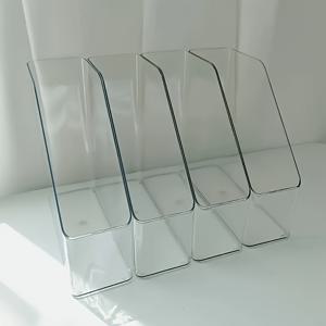 TEMU 1/2/4pcs 투명 아크릴 책 스탠드 - 방수, 노트북, A4 종이, 편지, 파일 및 잡지용 직사각형 저장 정리함 - 가정 및 사무실 정리, 사무실 정리 | 현대 책장 | 내구성 있는 플라스틱, 책 저장 정리함|책꽂이|책장|A4용지