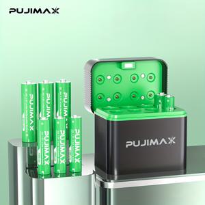 TEMU AA 4255mAh 리튬 배터리 + AAA 1100mAh 리튬 배터리, 1.5V 8셀 충전 케이스 세트, 장시간 사용 가능한 AA/AAA 리튬이온 배터리 + 블랙 충전 케이스 [1.5V 리튬 배터리 전용 호환]|보조배터리