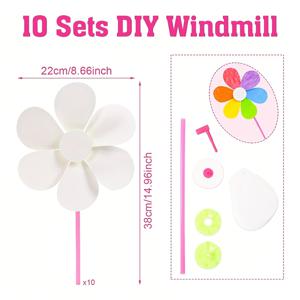 TEMU 10세트 DIY 종이 풍차 키트 - 그림 및 공예용 빈색 핀휠, 다양한 디자인 (꽃, 동물, 무지개), 핑크 스틱 포함, 고품질 종이, 생일 파티 선물용, 창의적인 공예 재료 & 선물 가방 채우기, 심플한 디자인, 경량 소재, 할로윈, 크리스마스