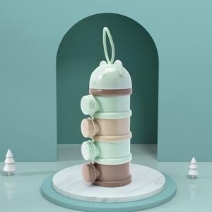 TEMU 1개 휴대용 4단 어린이 포뮬러 디스펜서 & 스낵 컨테이너 - 분리된 칸막이가 있는 회전 디자인으로 우유 가루, 간식 및 과일을 위한 - PP 소재 - 핑크/블루 - 완벽한 어머니의 날 선물, 어린이 스낵 컨테이너 | 부드러운 회전 뚜껑 | 쉽게 청소 가능한 재료