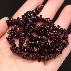TEMU JILKOL 천연 레드 가넷 스톤 비즈 - 5-8mm & 3-5mm 불규칙 칩, 진보라색 루스 스페이서 비즈 DIY 주얼리 만들기용, 팔찌, 귀걸이, 목걸이 (16인치 스트랜드), 핸드메이드 액세서리, 우아한 비즈워크, 광택 마감