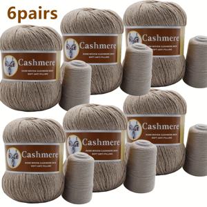 TEMU 6 쌍 캐시미어 블렌드 원사 세트, 부드럽고 따뜻한 10.58oz+4.23oz 총량, DIY 크로셰 및 뜨개질에 이상적, 스웨터, 모자, 스카프를 위한 손으로 짠 원사 - 다양한 색상