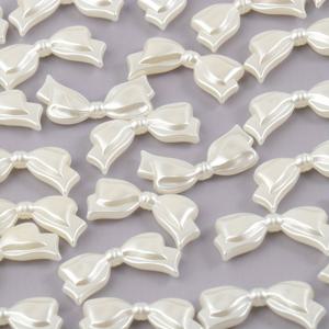 TEMU 50개 우아한 화이트 아크릴 리본 비즈, 14x29x5mm - 광택 마감 스페이서 참, DIY 주얼리 & 귀걸이 만들기용, 완벽한 공예 액세서리 세트, 주얼리 만들기 참