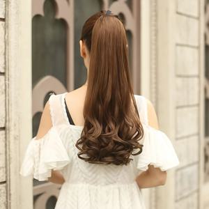 TEMU 여성용 우아한 롱 컬리 포니테일 익스텐션 - 열에 강한 합성 헤어, 묶음 디자인, 모든 행사에 다용도, 포니테일 헤어 익스텐션
