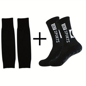 TEMU 2개 세트 도트 글루 미끄럼 방지 축구 양말 농구 양말 중간 종아리 남성 양말 스포츠 양말 및 압박 레그 슬리브 압박 레깅스