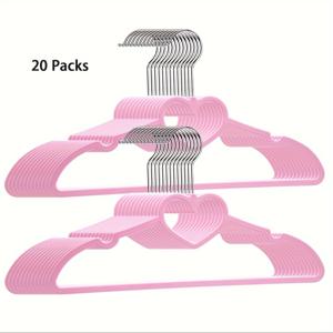 TEMU 360° 회전 후크가 있는 20개 하트 모양 플라스틱 옷걸이 - 미끄럼 방지, 공간 절약형 드레스, 셔츠 & 코트 정리함 - 내구성 있고, 옷장 & 발코니 수납에 이상적 - 크리스마스 & 발렌타인데이 선물로 완벽함