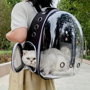 TEMU 클리어 고양이 백팩 캐리어 - 안전한 여행을 위한 통기성 우주 캡슐 디자인, 하이킹 및 야외 모험에 이상적, 고양이 친구와 함께 여행용 백팩