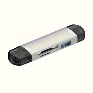 TEMU 타입-C 및 USB가 있는 6-in-1 USB 3.0 차량용 리더기, 고속 5Gbps 데이터 전송 - SD, TF, SD, U 디스크 등과 호환 가능 - 배터리 필요 없음 - 설치 용이한 컴팩트 디자인
