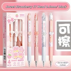 TEMU 4개의 0.5mm 팁 지울 수 있는 젤 펜, 지울 수 있는 볼펜, 지우개, 학습 용품, 사무 용품, 파란색과 검은색 잉크의 초극세 수납식 펜 - 빠르게 마르는 플라스틱 재질.