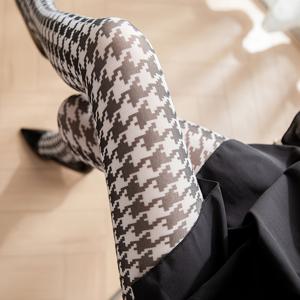 TEMU 1 쌍의 여성용 하운드스투트 패턴과 뱀피부 패턴이 있는 스타킹, 봄과 여름을 위한 50D, 일상적인 착용에 적합합니다.