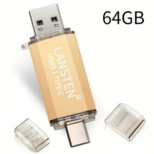 TEMU LANSTEN 타입 C USB 스틱 64GB/128GB/256GB OTG USB C 메모리 스틱 2-in-1 미니 플래시 드라이브, 맥북 프로, 스마트폰, 태블릿, 노트북 및 컴퓨터용 외장 펜드라이브 (골든)