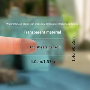TEMU 투명 PVC 라벨 스티커, 14x40mm, 방수 및 내구성 강화, 오일 및 냉동 보관 가능, 롤당 160장, 가정/학교/사무실 정리용, P12/P15 호환, 투명 접착식, 찢김 방지 소재, 소규모 비즈니스용 태그|냉동고