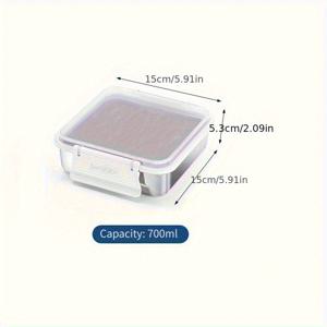 TEMU 316 식품용 스테인리스 샌드위치 박스, 투명 뚜껑 내장형 휴대용 토스트 & 케이크 용기, 실내외 피크닉용 대용량 점심 도시락통 (전자레인지 사용 가능)