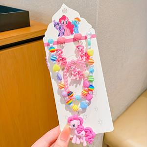 TEMU 비즈 목걸이, 팔찌 및 귀걸이 세트 - 크리스마스 학교 교복 액세서리용 달콤한 만화 캐릭터 주얼리