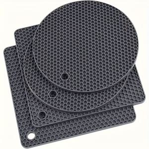 TEMU 4개 실리콘 내열 & 미끄럼 방지 주방 매트 - 446°F 안전, 조리기구용 벌집 디자인 핫패드, 프라이팬 그립, 청소하기 쉬운 카운터탑 보호대, 질감 있는 그립 표면, 오래가는 소재