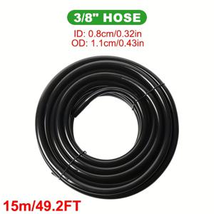 TEMU 15m 8/11mm DIY 정원 호스 관개 시스템, 3/8 인치 내구성 있는 유연한 자동 방수 관개 파이프, 잔디 및 정원 관리를 위한 Sleek Black Finish | 내구성 있는 PVC 재질, 정원 관개 액세서리