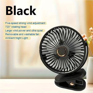 TEMU 2025 USB 충전 소형 팬, LED 패션 야간 조명, 5단계 조절, 6인치, 긴 배터리 수명 및 강력한 공기 흐름, 2가지 색상 제공, 시원하고 편안함을 유지, RV 캠핑, 피크닉, 야외 스포츠 러닝, 사무실 여행 선물용 필수 여름 학교용품|캠핑선풍기|캠핑용품