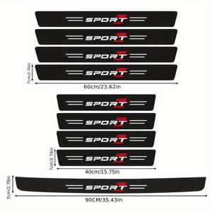TEMU 9개 세트 범용 차량 도어 실 프로텍터 - PU 가죽 블랙, 레드 SPORTS 로고, 3.15인치 높이 x 0.8인치 너비 스크래치 방지 & 충격 보호 자동차 도어 에지 가드